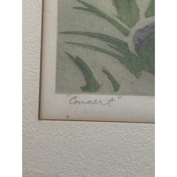 Elyse Ashe Lord Pencil signed etching “Concert”Framed Matted Antique - Picture 4 of 9